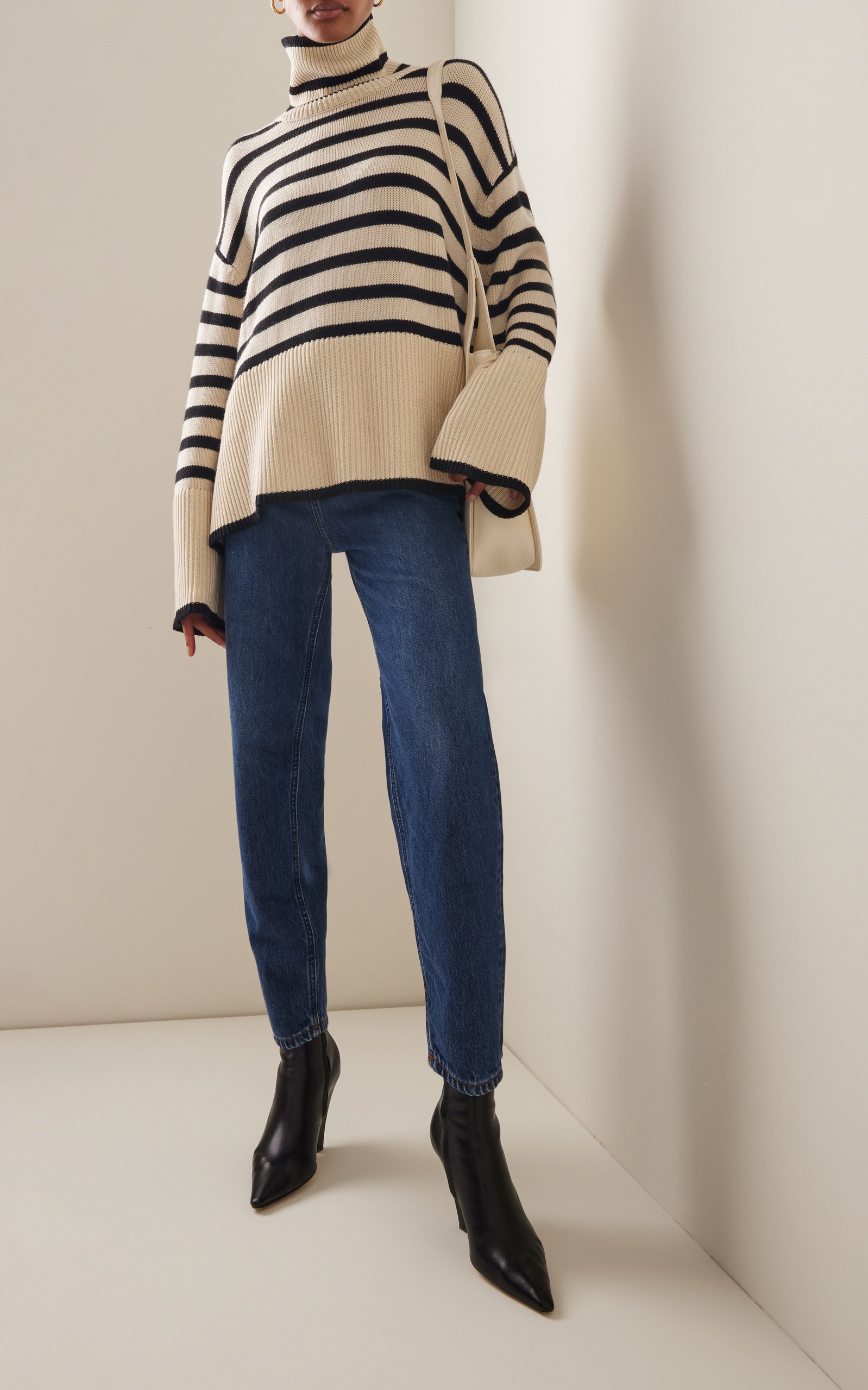 Signature Stripe Wool-Cotton Turtleneck Sweater neutral - 3