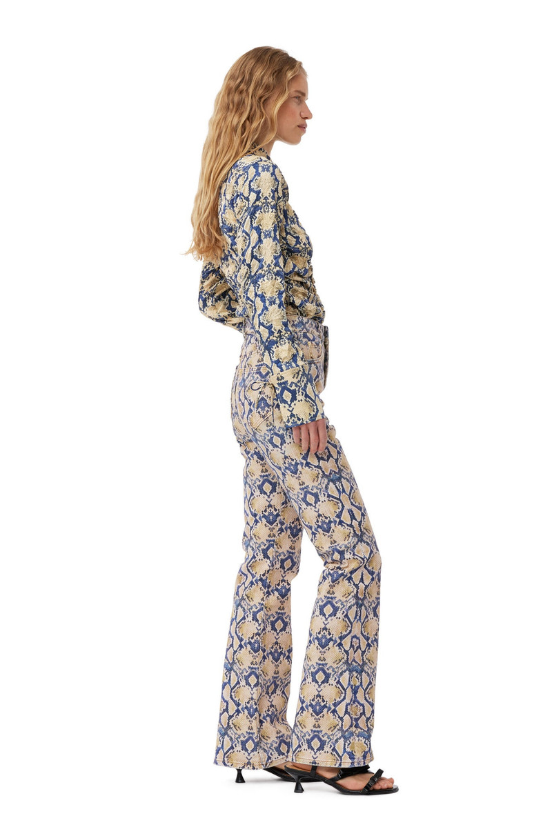 SNAKE PRINTED CRINKLED SATIN FITTED SHIRT 6