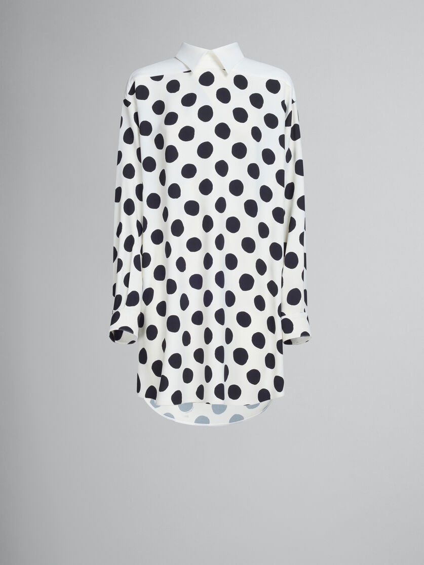 WHITE CADY DRESS WITH MAXI POLKA DOTS - 1