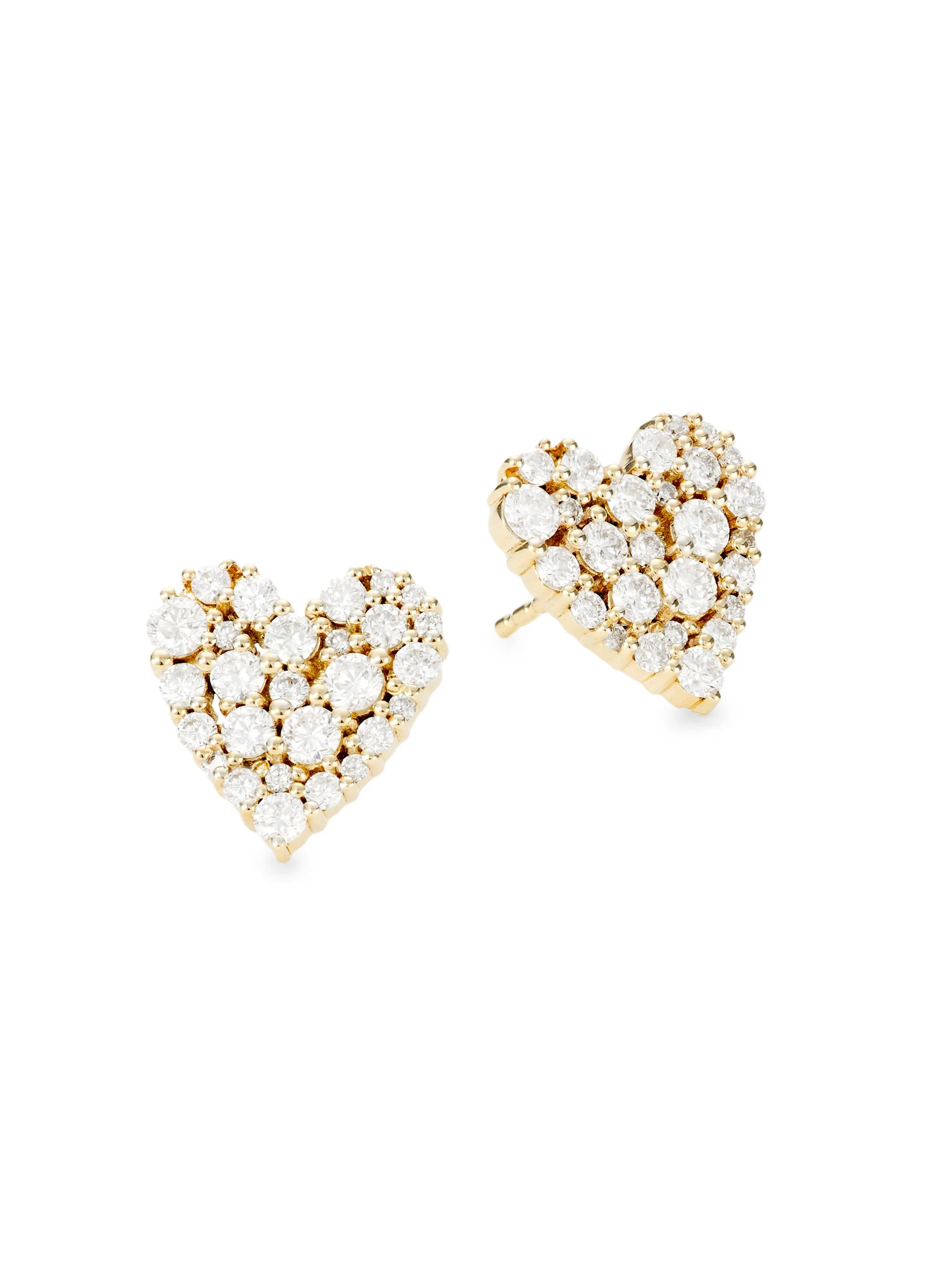 Women's 14K Yellow Gold & Diamond Cocktail Heart Stud Earrings - 1