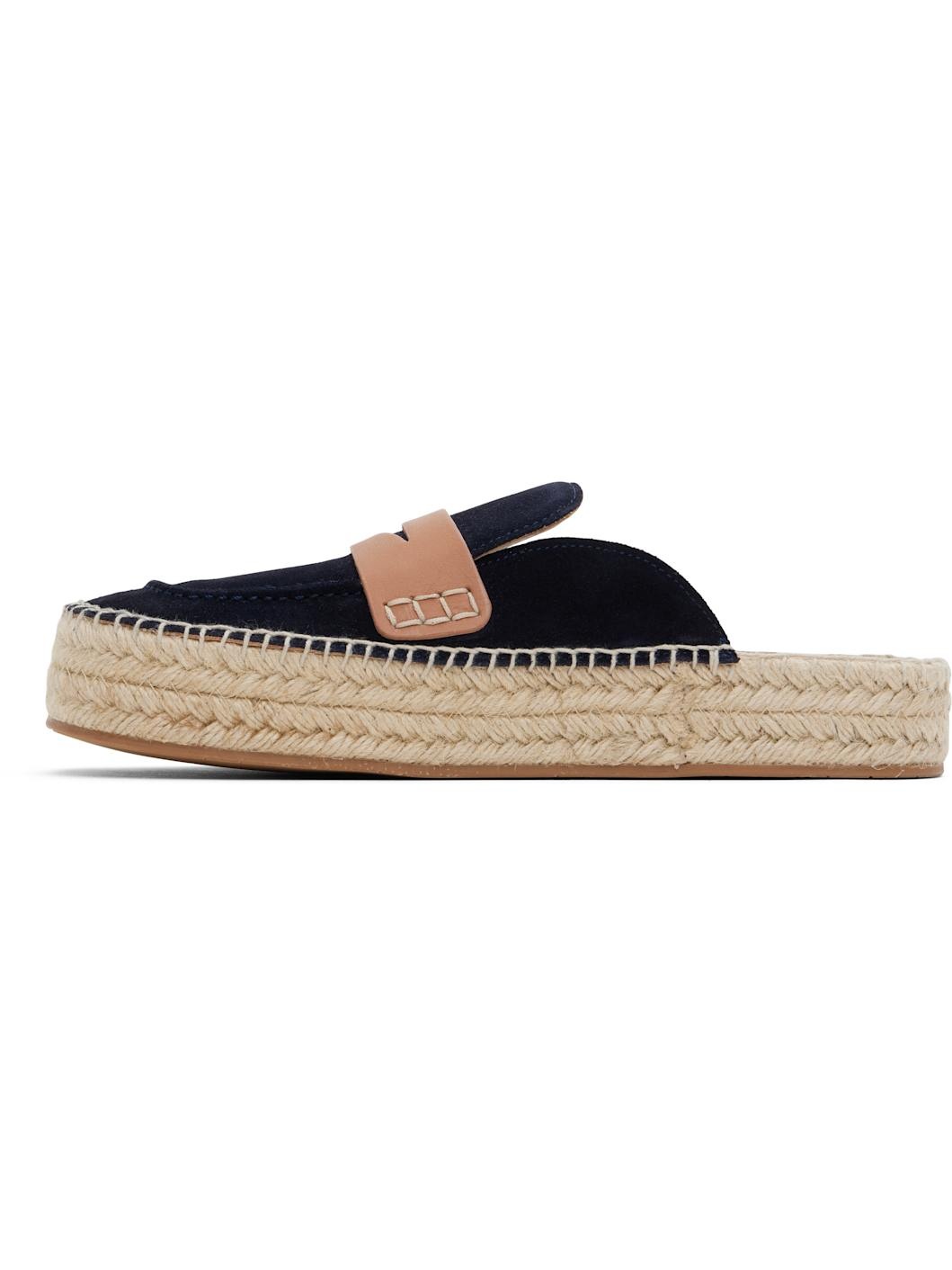 Navy Espadrille Loafer Mules - 3