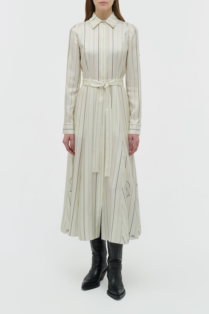 GABRIELA HEARST Galway Shirtdress in Ivory Multi Pinstripe Silk Twill outlook