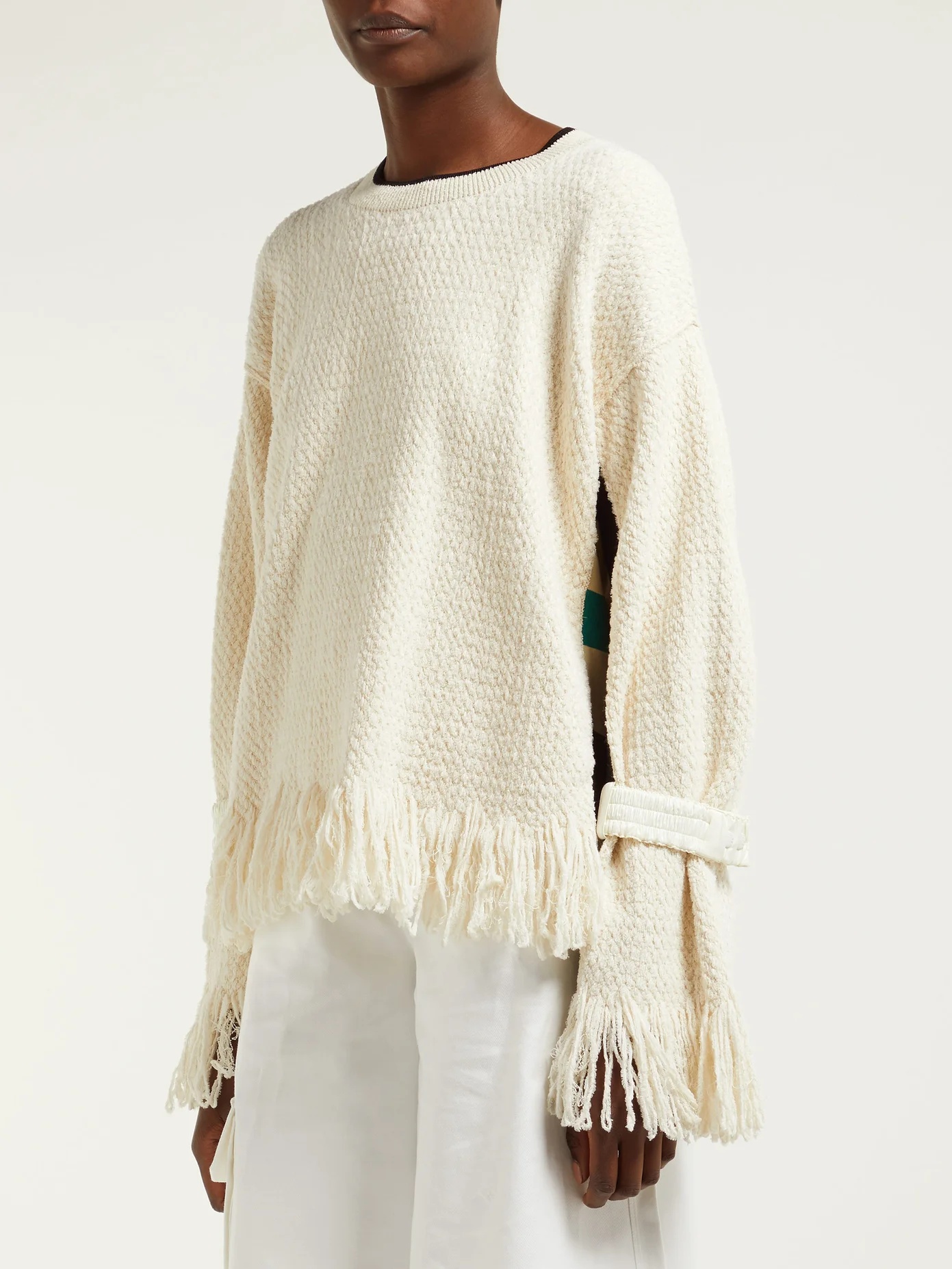 Fringed cotton-blend sweater - 4