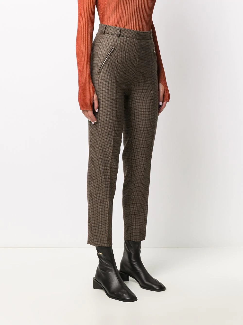 high-waisted check trousers - 3