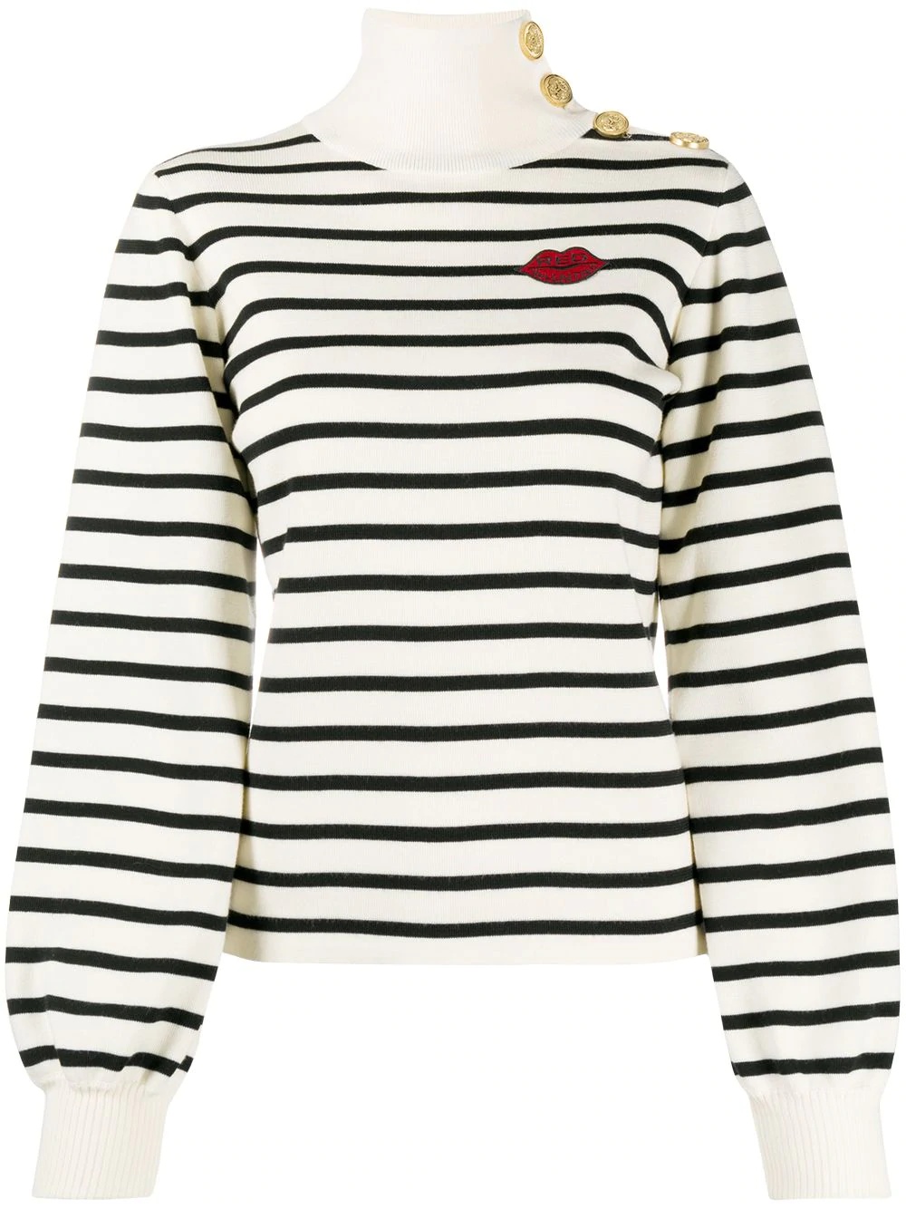 buttoned-shoulder striped jumper - 1