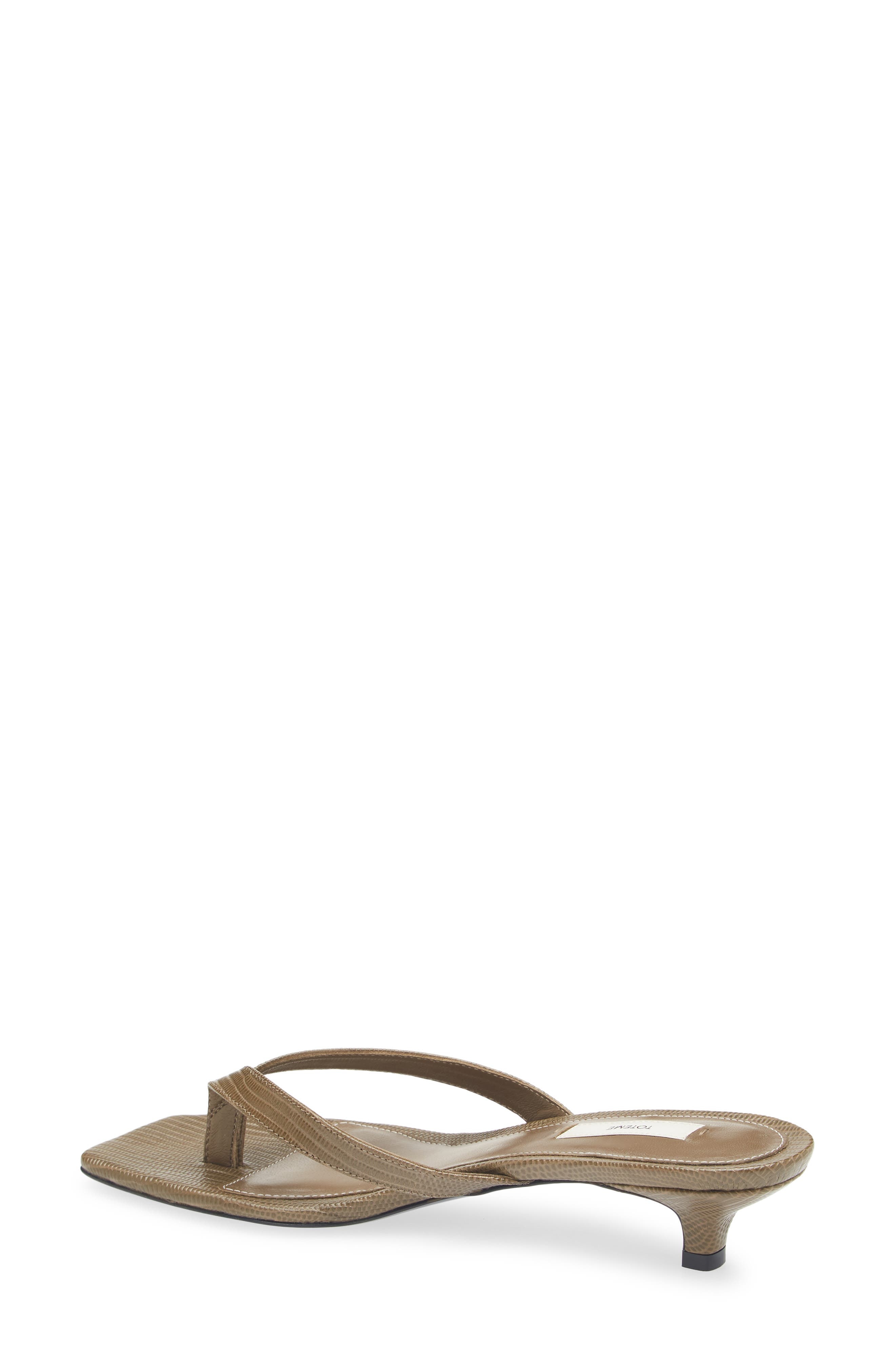 TOTEME Lizard Embossed Kitten Heel Flip Flop in Dark Olive at Nordstrom - 2