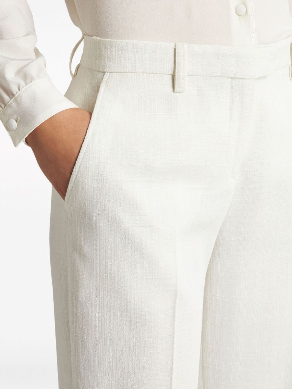 slub-texture tailored trousers - 5