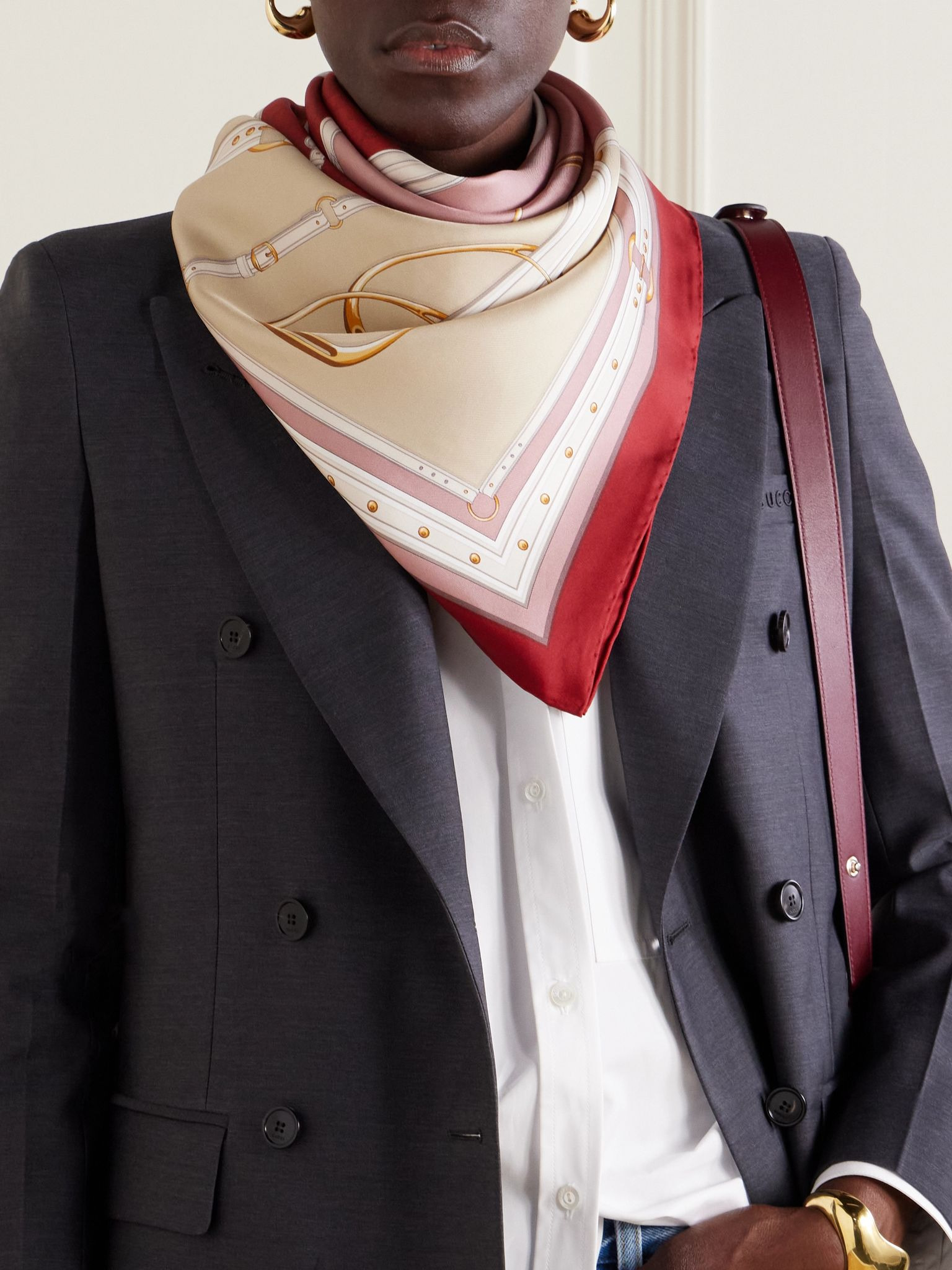 Printed silk-twill scarf Pink - 2