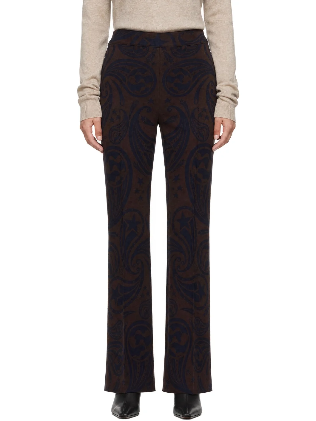 Brown Cosmic Paisley Kick Trousers - 1