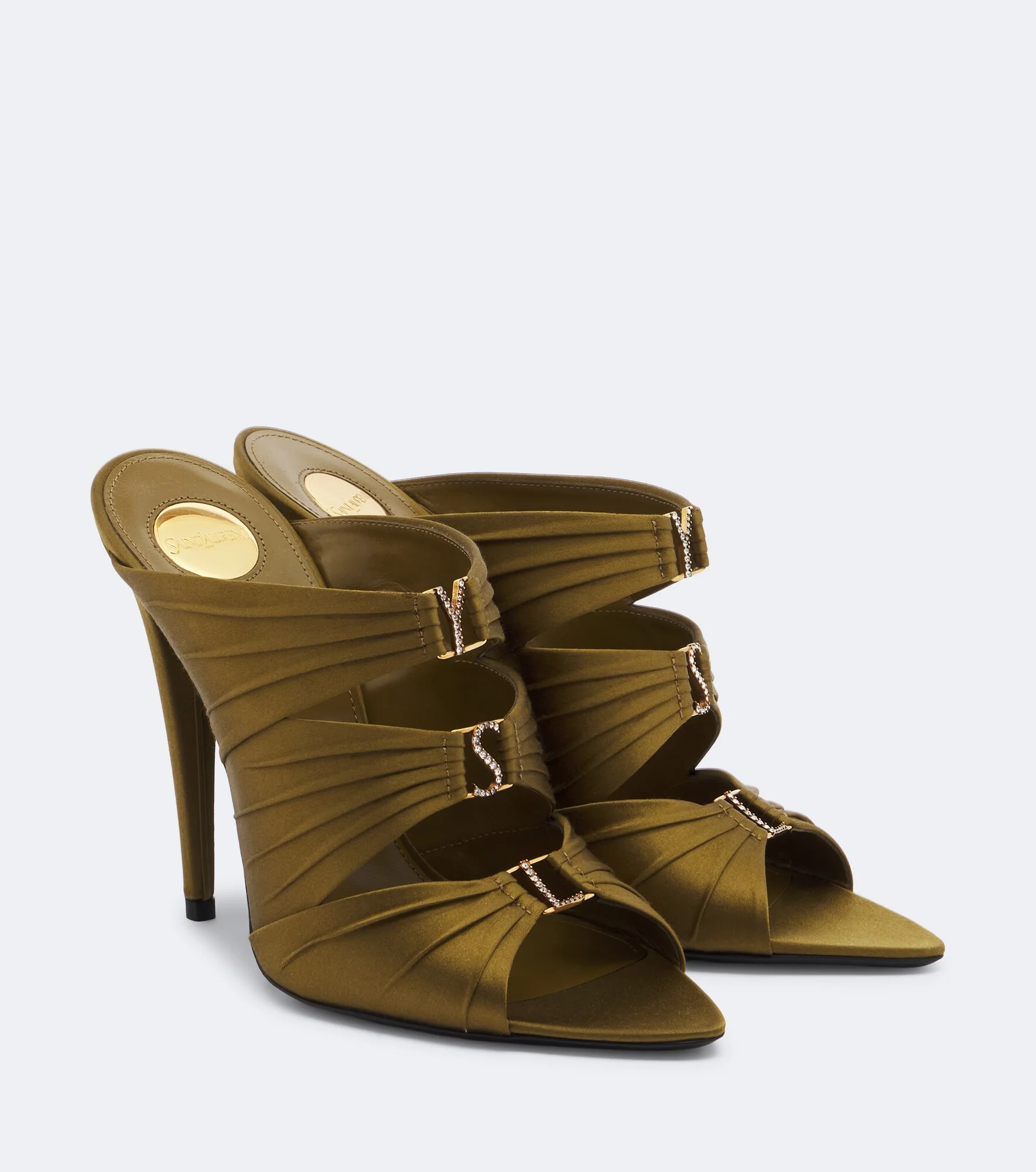 Emilie embellished crêpe satin mules - 1