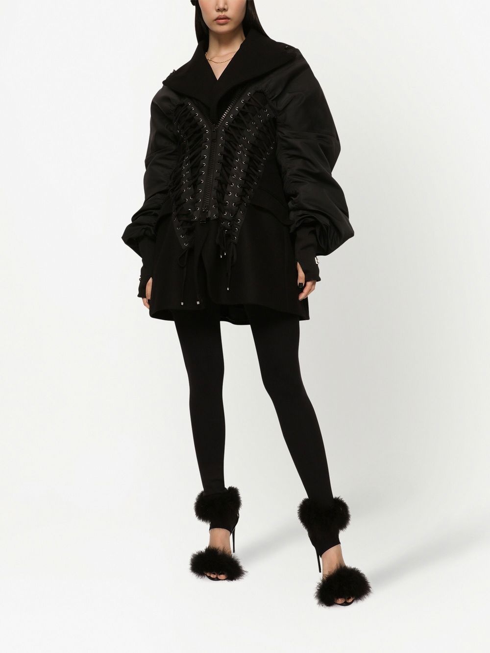 lace-up detailed bomber jacket - 2