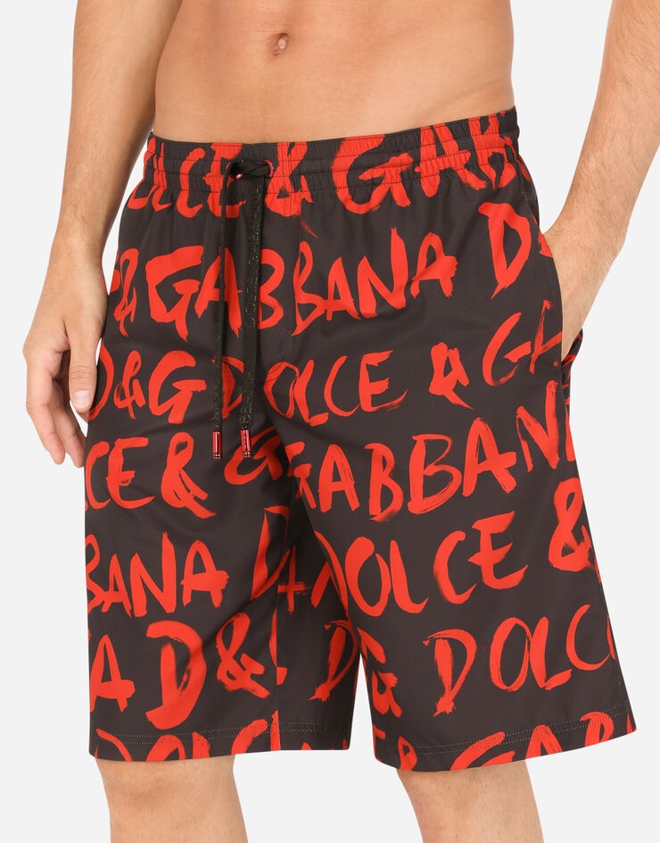 Long swim trunks with logo print - 4