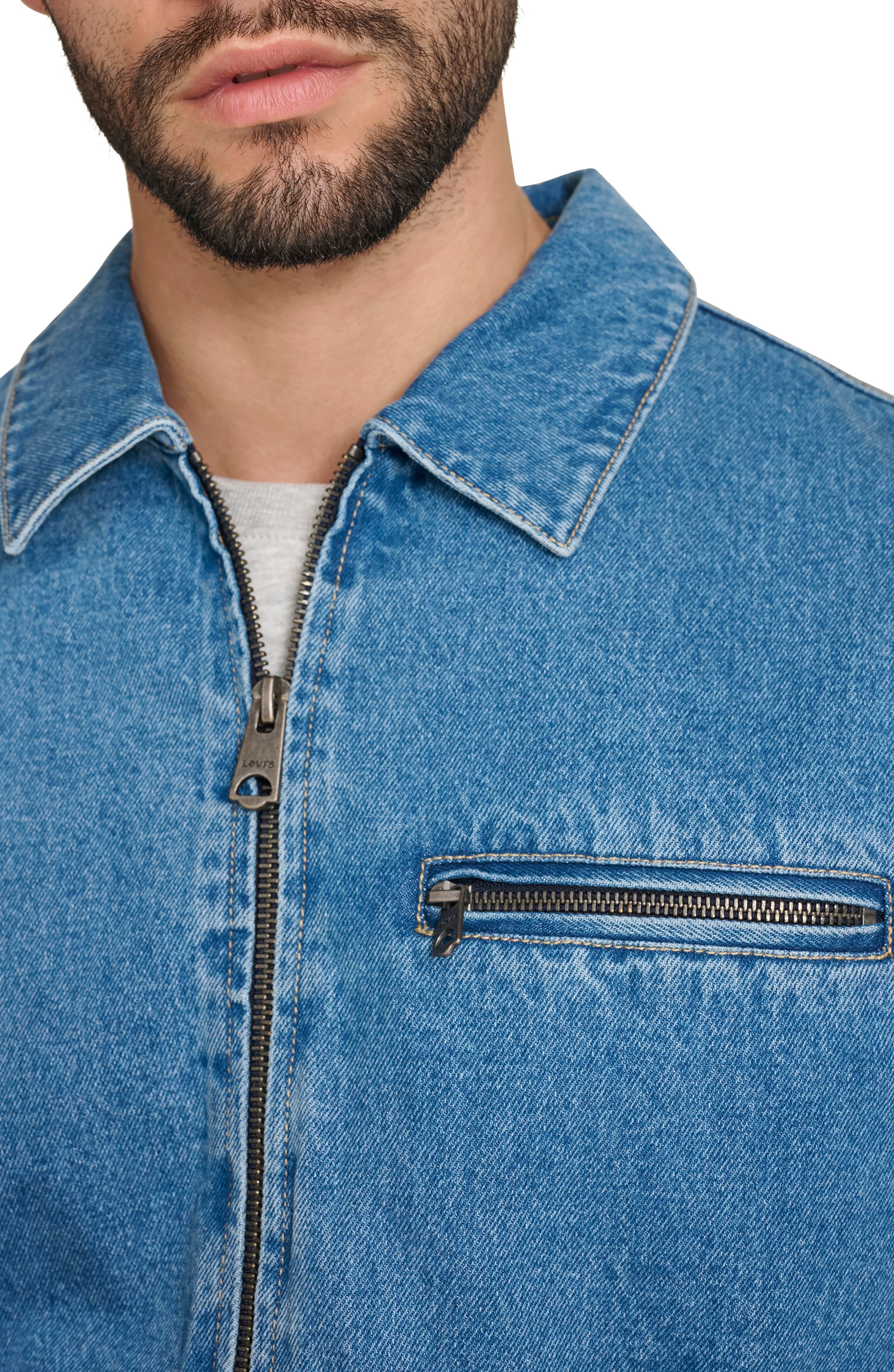 levi's Corduroy Collar Western Twill Bomber Jacket in Medium Wash Denim at Nordstrom - 6