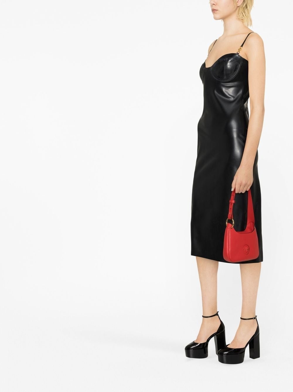 Versace: Black Medusa Draped Cocktail Dress, SSENSE