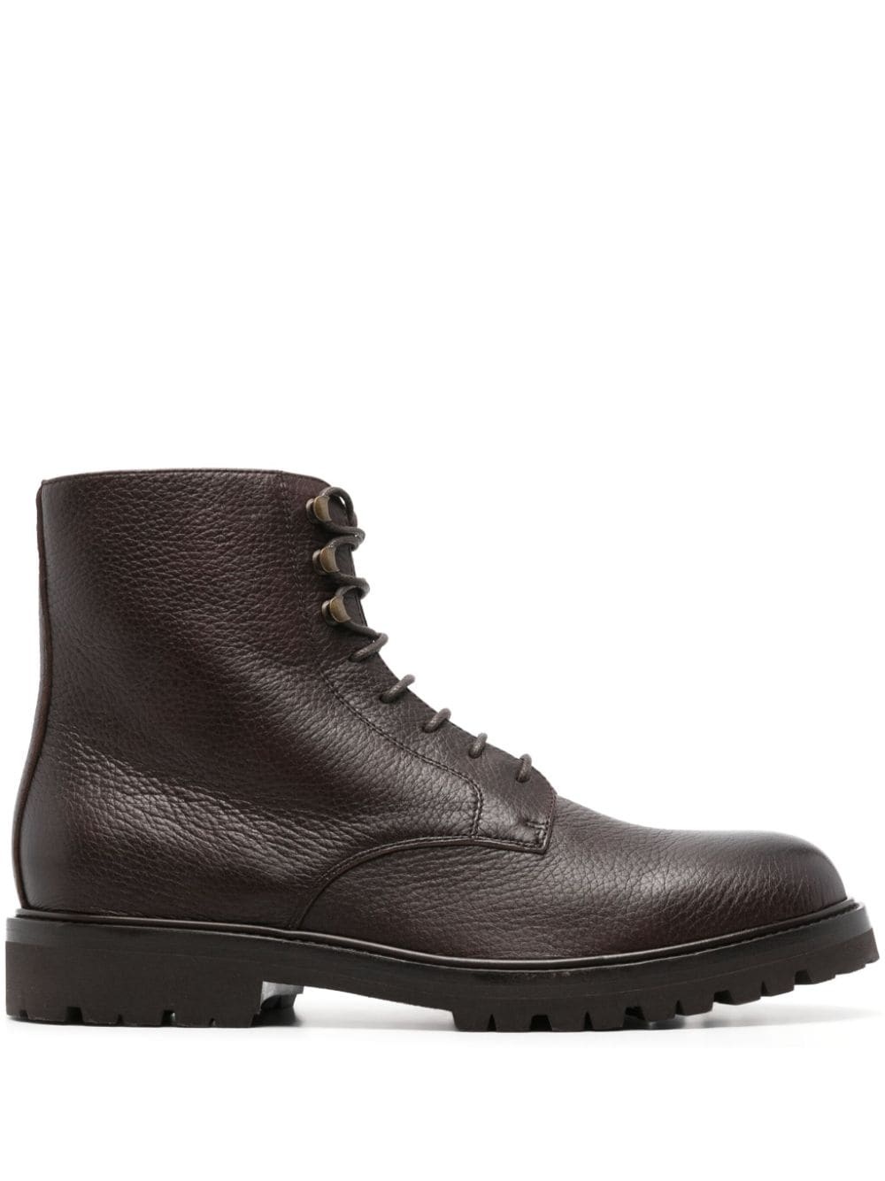 round-toe leather ankle boots - 1