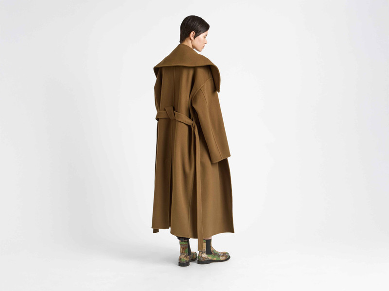 WOMENS LONGLINE WRAP FRONT COAT IN CUMIN 3