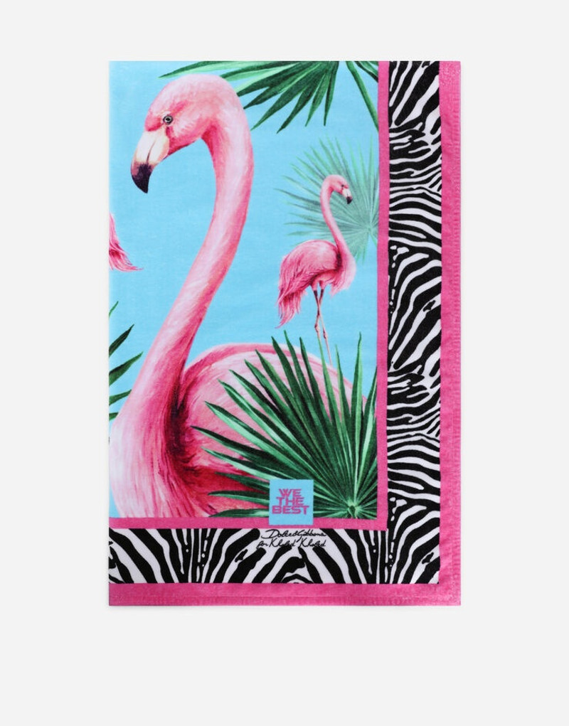 Flamingo-print terry cloth beach towel 3