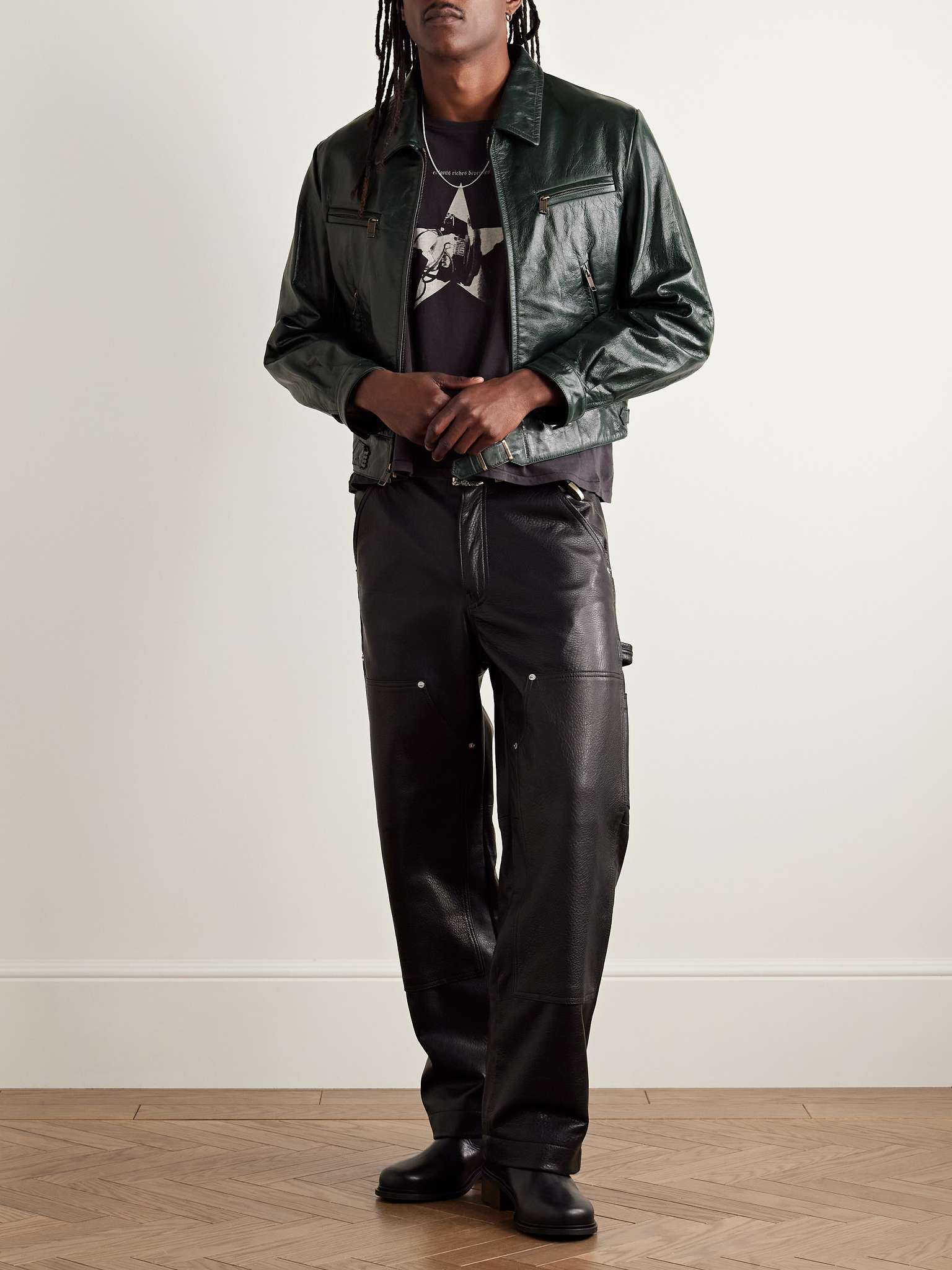 Enfants Riches Déprimés Scorpio Rising Cropped Textured-Leather Jacket ...