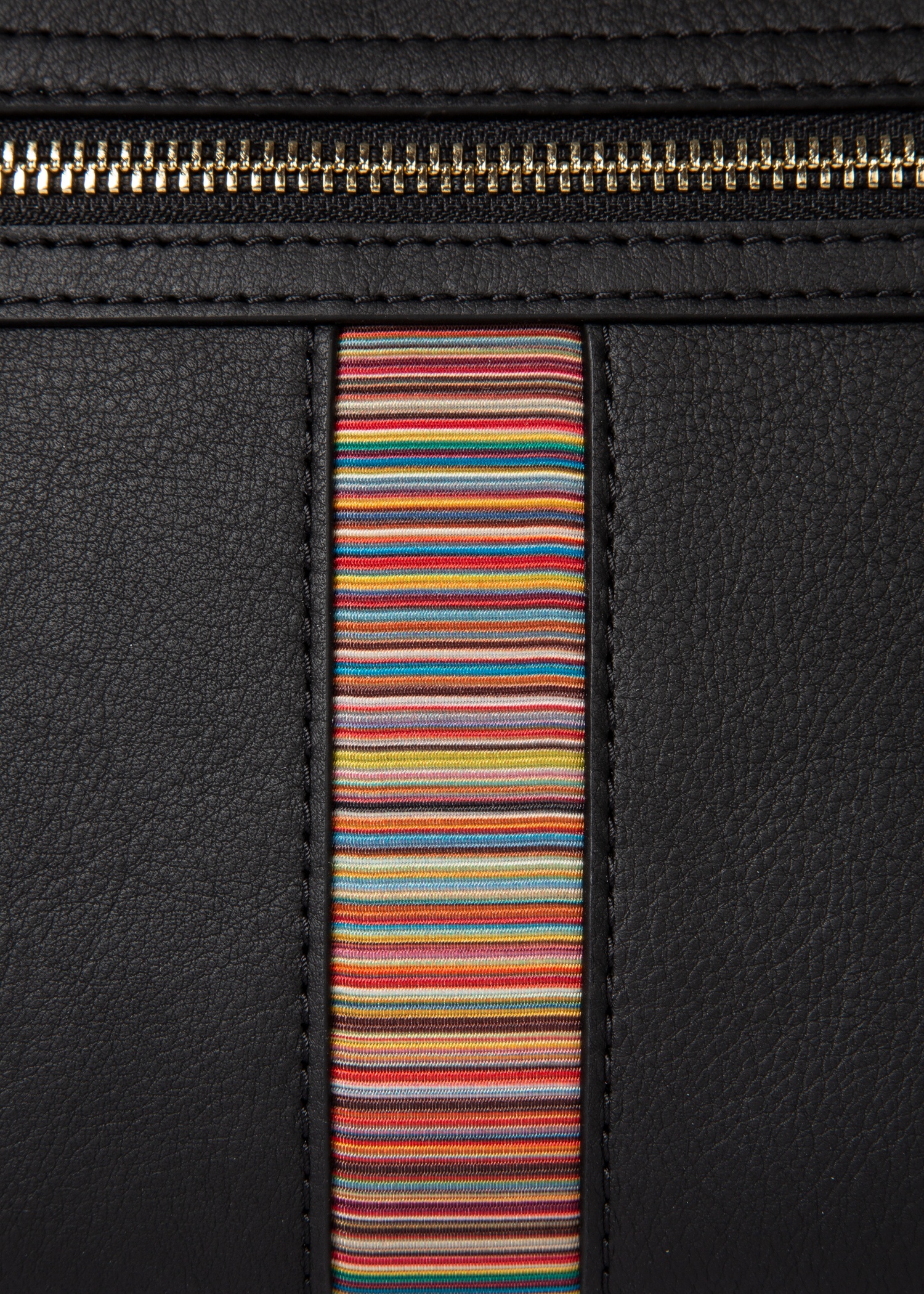 Black Leather 'Signature Stripe' Musette Bag - 2