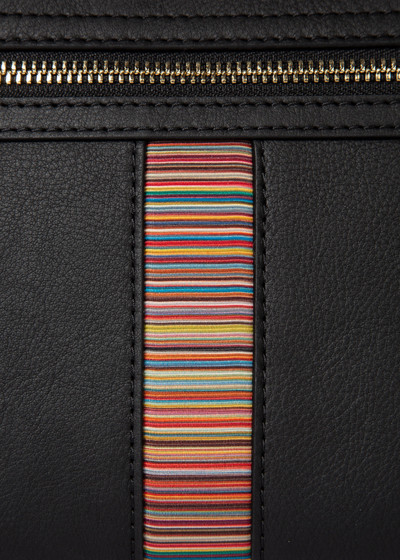 Paul Smith Black Leather 'Signature Stripe' Musette Bag outlook