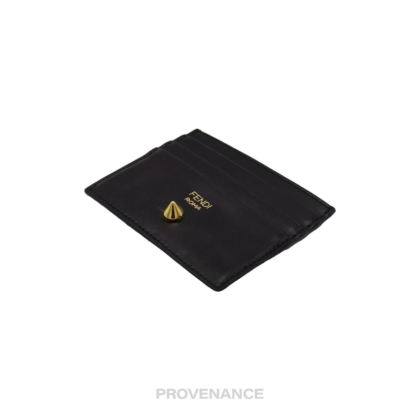 Fendi Stud Card Holder Wallet - Black - 4