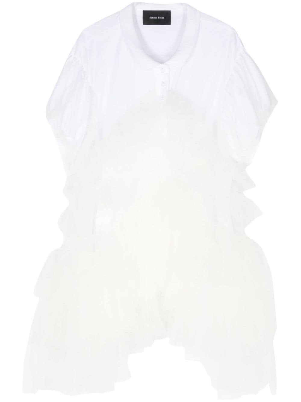 puff-sleeve tulle polo shirt - 1