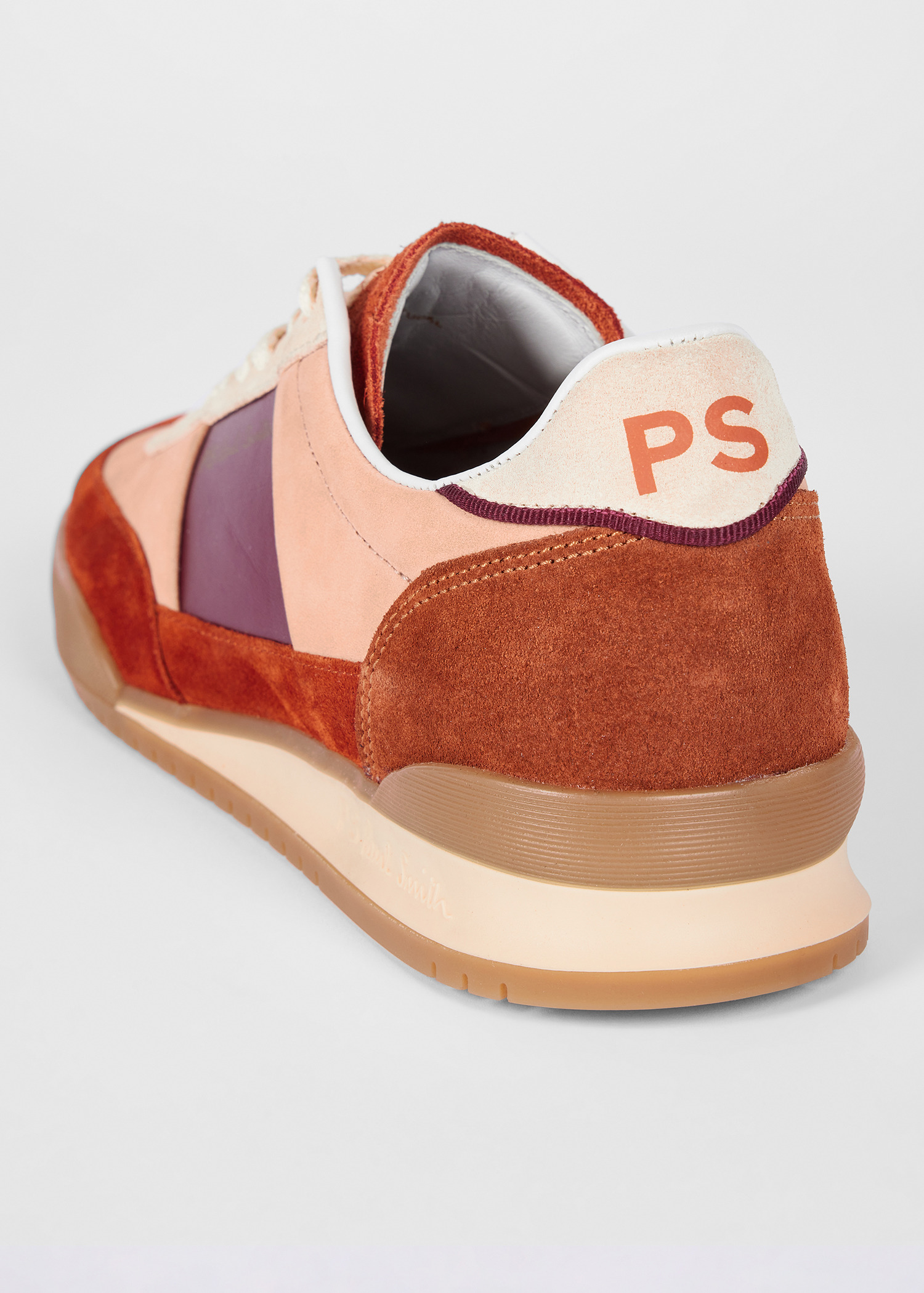 Women's Nubuck Rust Orange 'Dover' Colourblock Retro Gum Trainers - 5