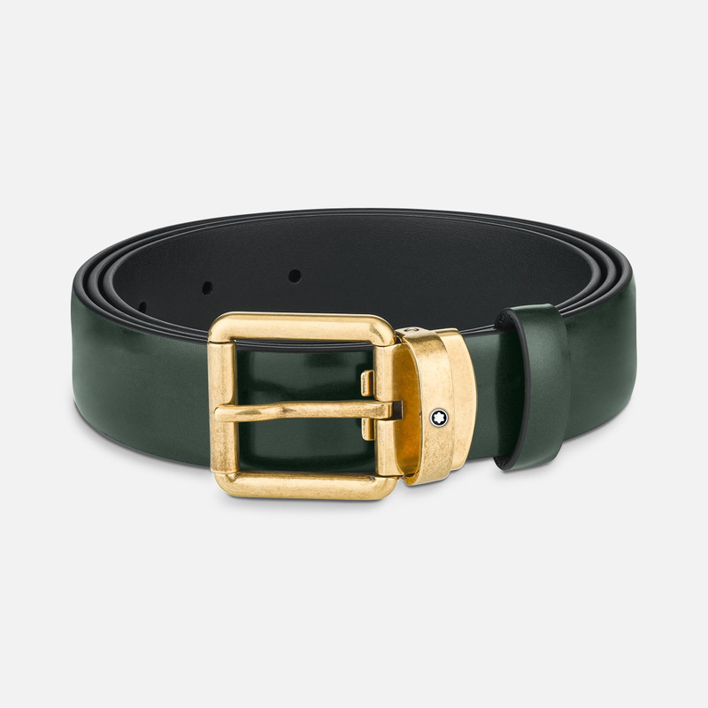 Brushed green 30 mm leather belt 1
