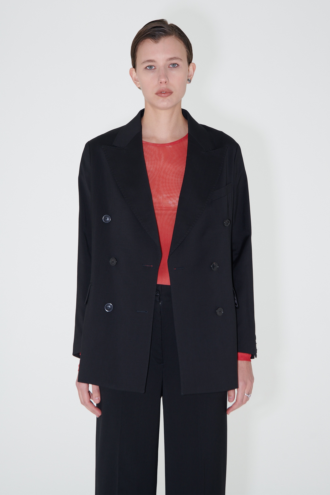 Unconstructed DB Blazer Black Worsted Wool - 1