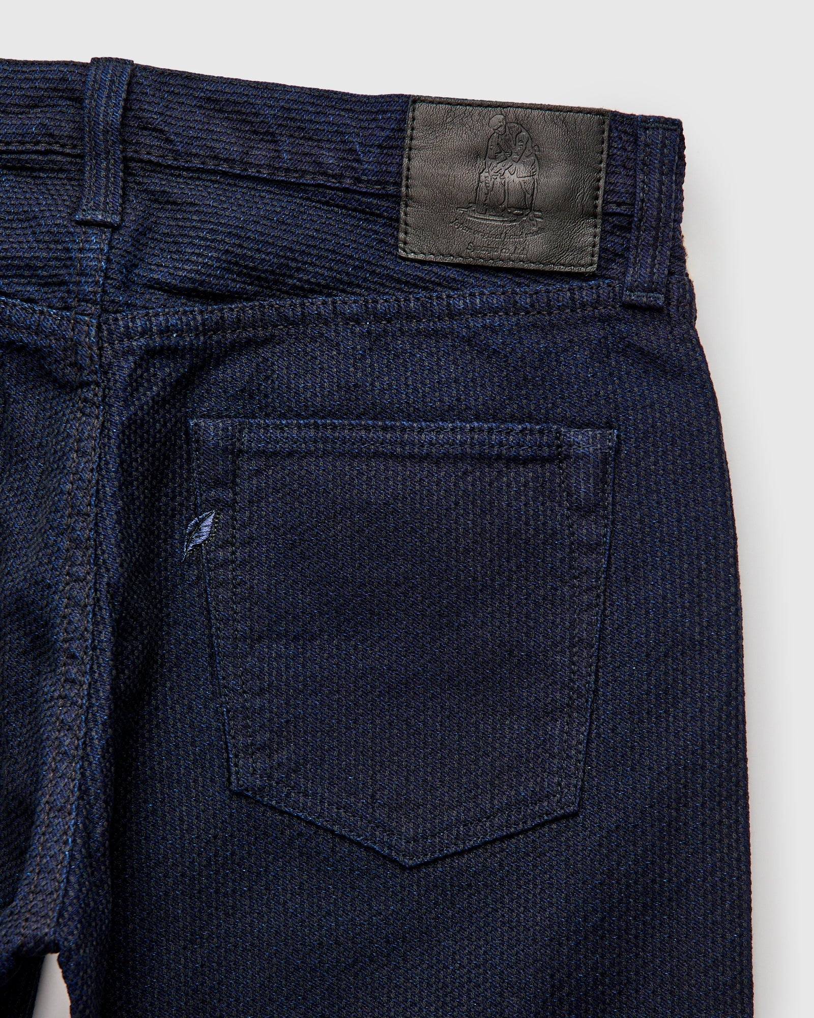 1178-ID Indigo x Black Sashiko Denim - Regular Straight Fit - 3