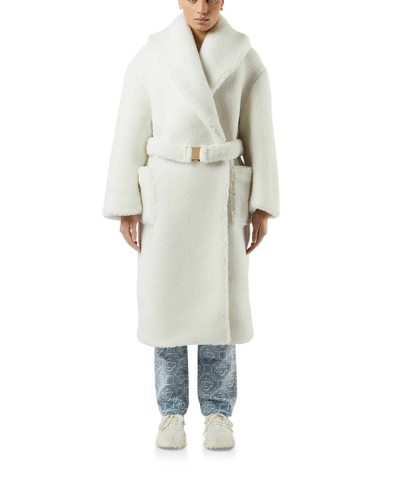 Off-White Faux Shearling Robe Coat - 2