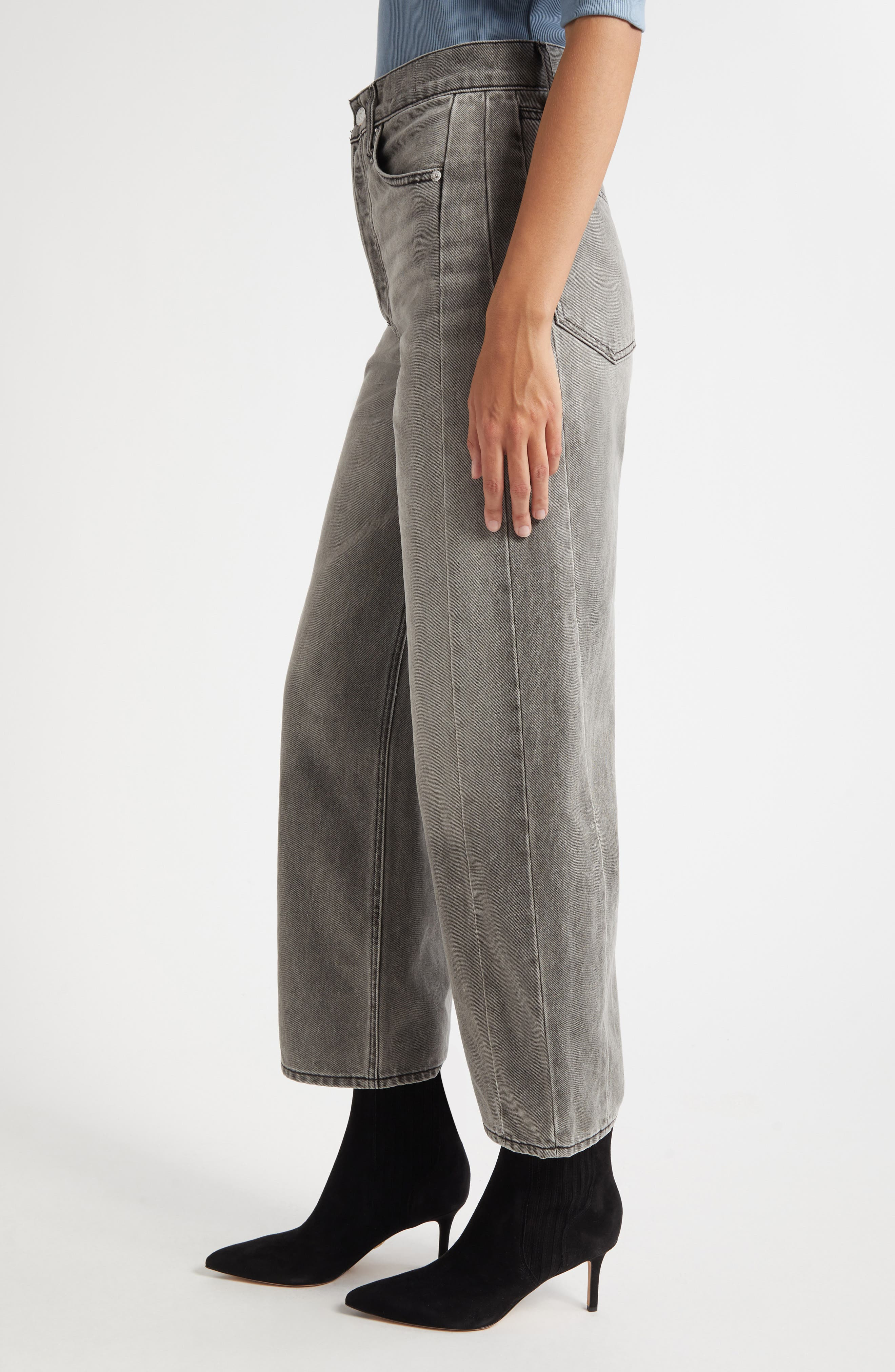 Veronica Beard Ryder High Waist Barrel Leg Jeans in Volcanic Dust at Nordstrom - 3