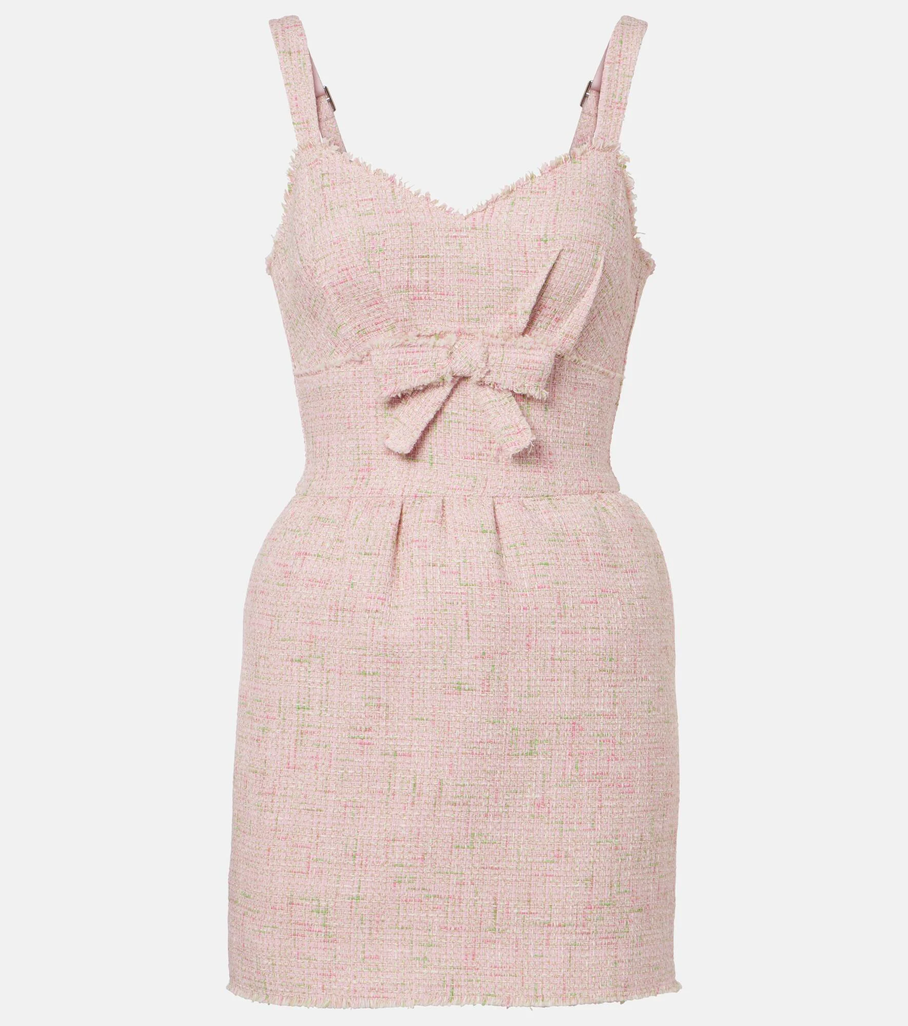 Bow-detail cotton-blend tweed minidress - 1