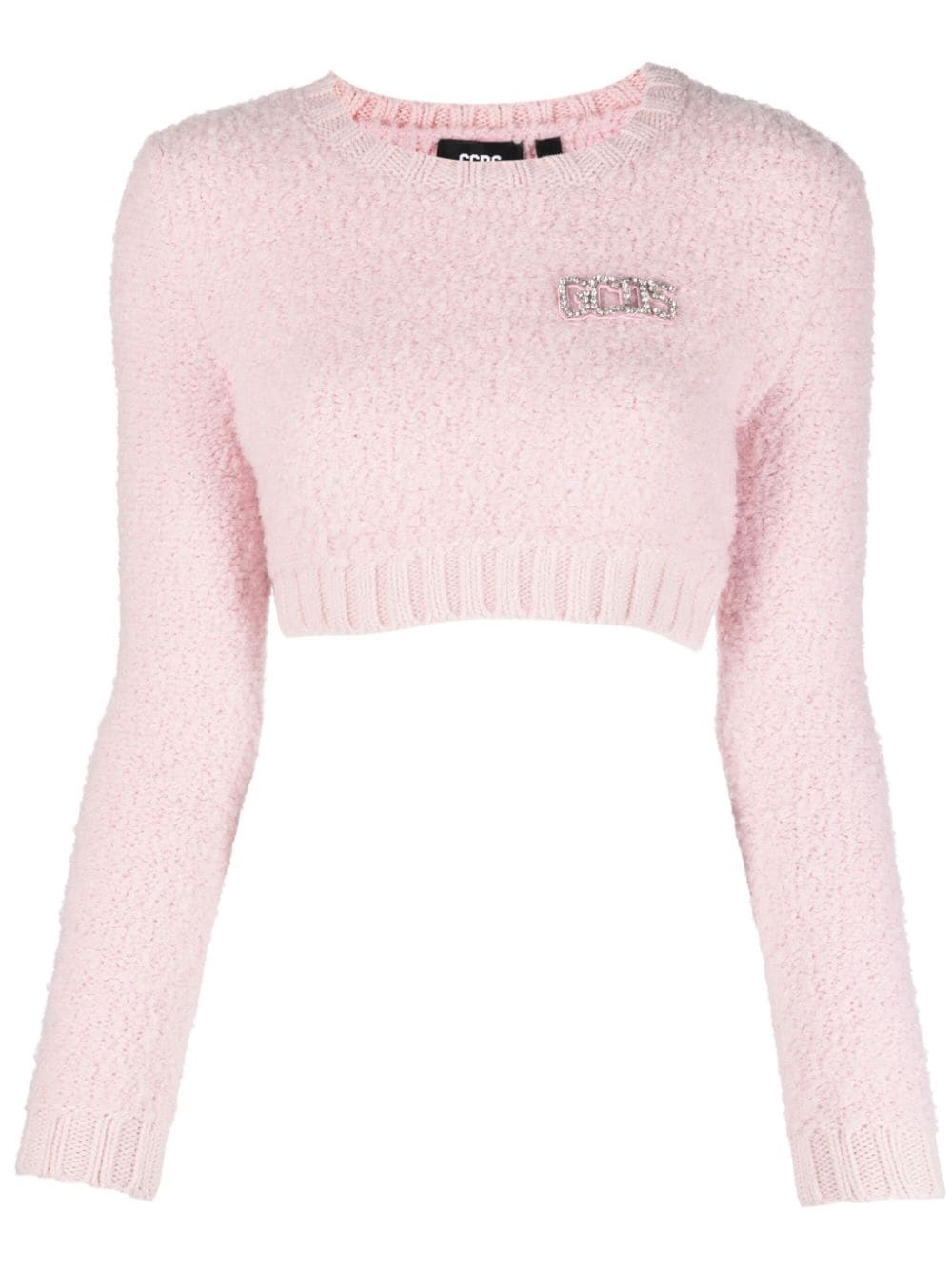 crystal-embellished crew-neck crop top - 1