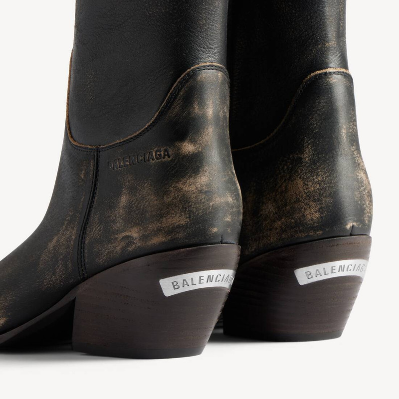 BALENCIAGA Women's Memphis Bootie in Black/beige outlook