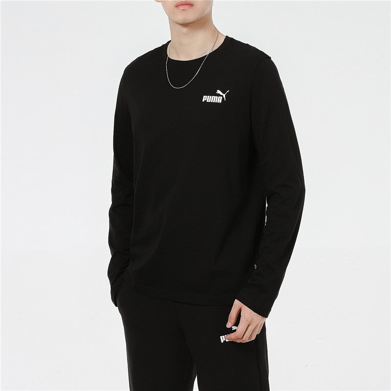 PUMA Logo Print Training Sports Breathable Round Neck Long sleeve T Shirt Men s Black 589027-01 - 5