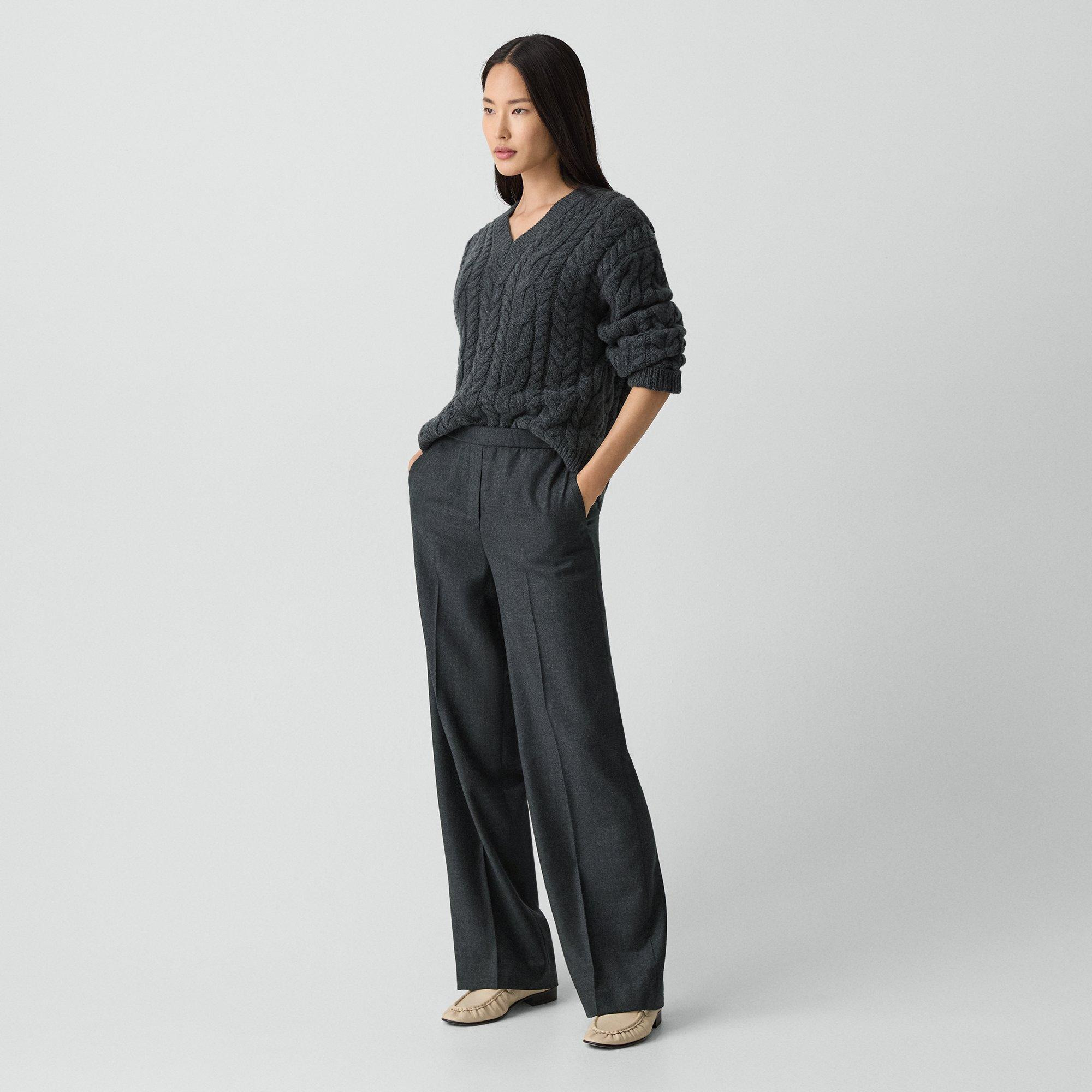 Wide-Leg Pull-On Pant in Sleek Flannel - 3