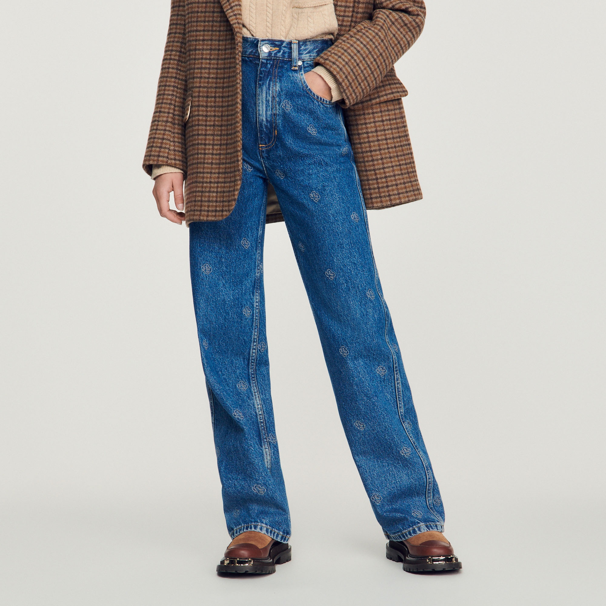Straight jeans with double S embroidery - 2