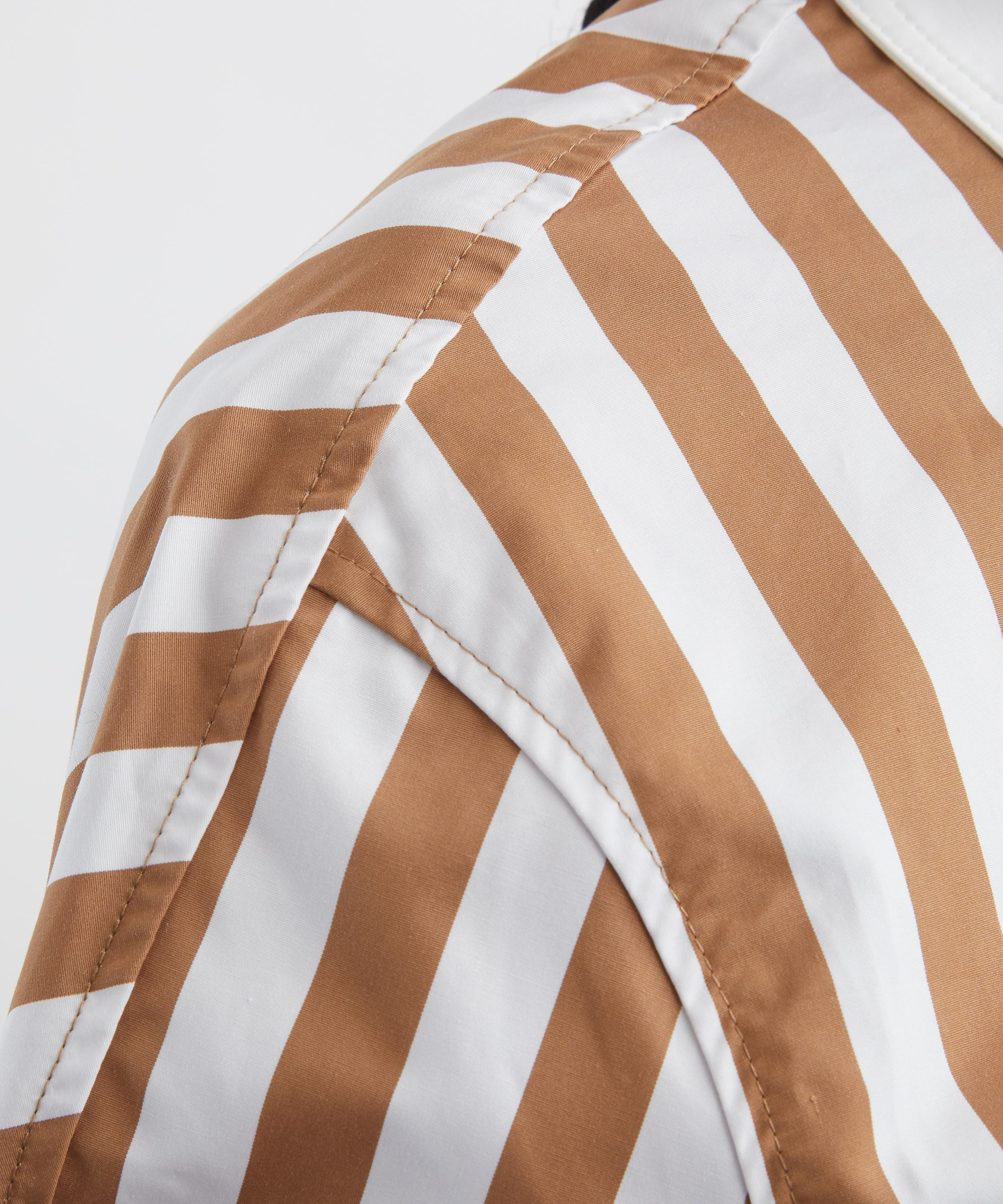 White and Camel Striped Shirt - 5