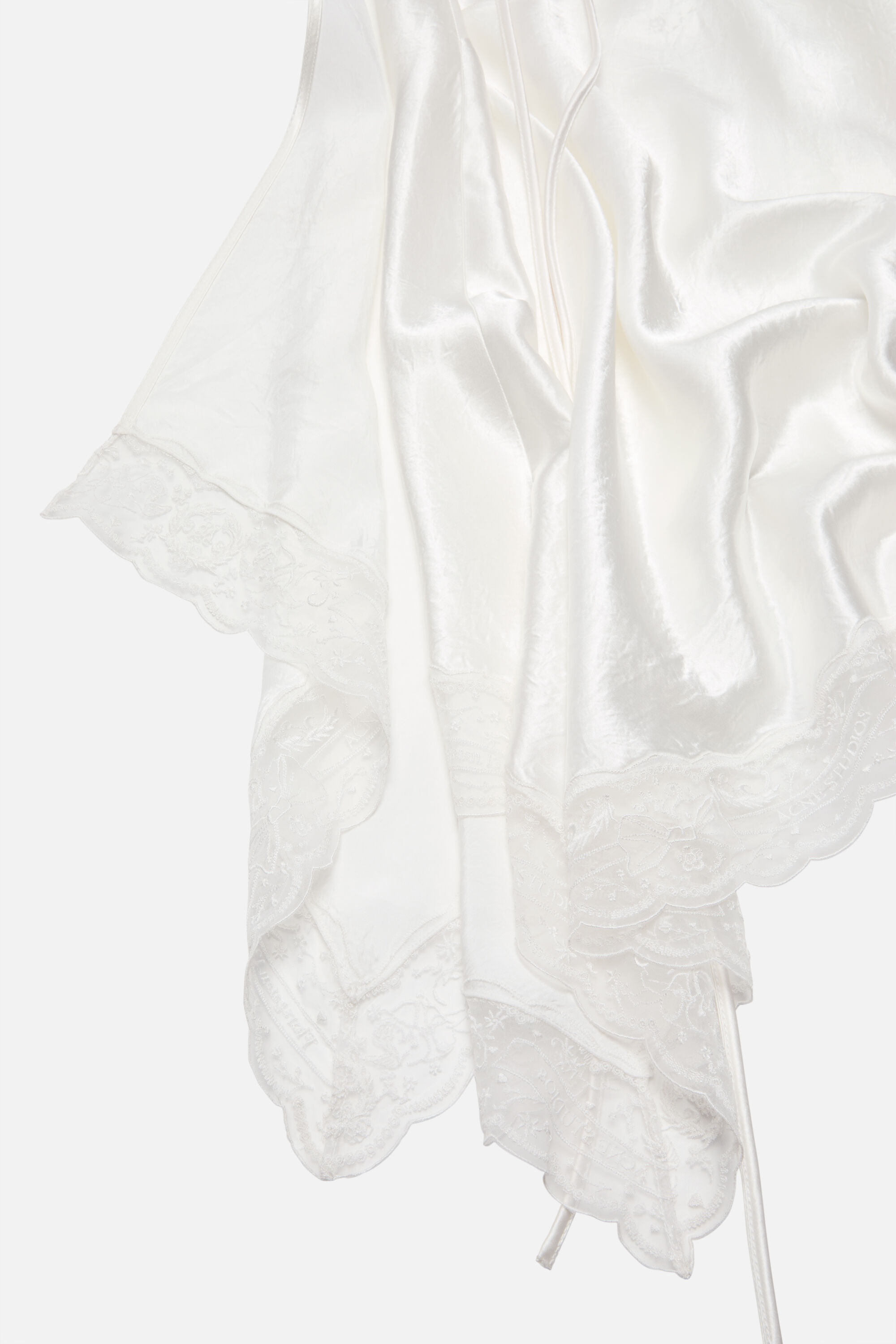 Satin lace dress - White - 5
