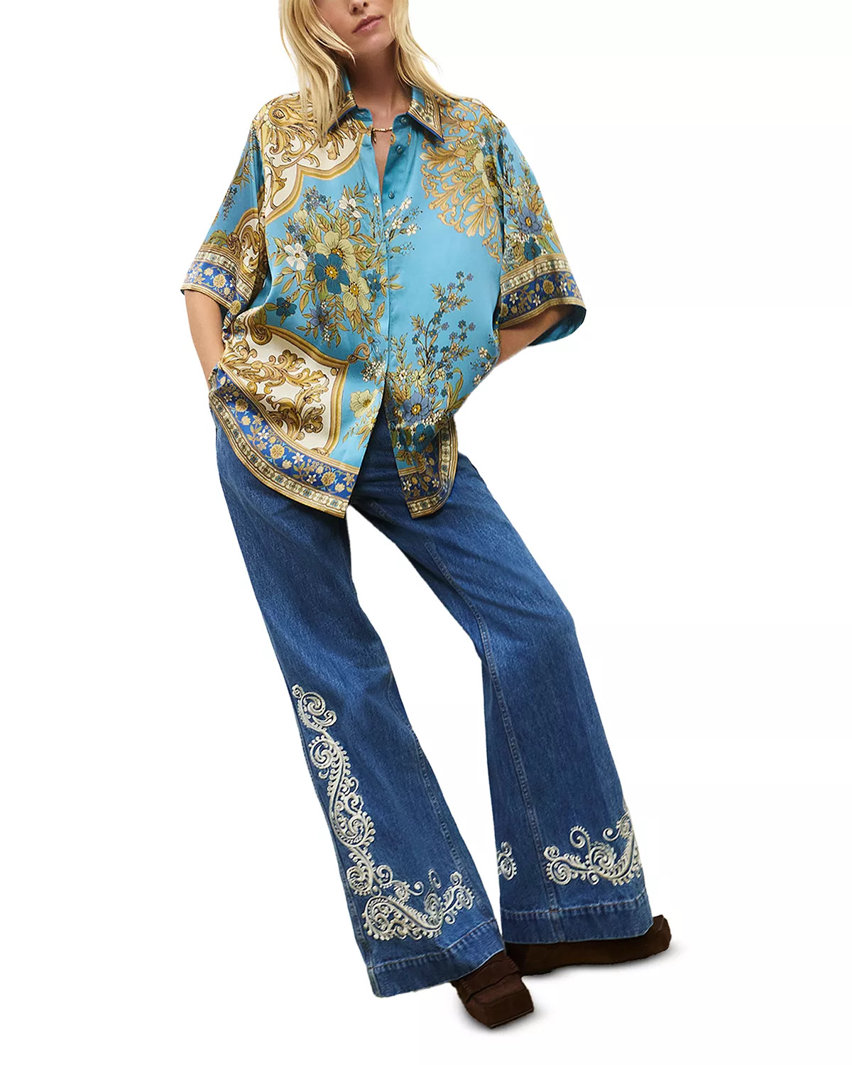 Cassie Silk Brocade Shirt - 2