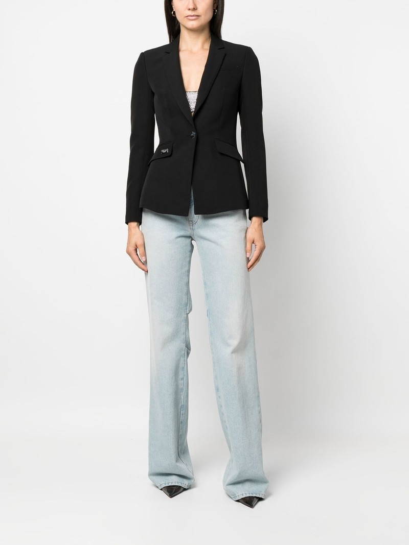 rhinestone-logo single-breasted blazer 3