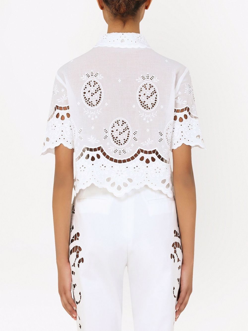 embroidered cropped cotton blouse - 4