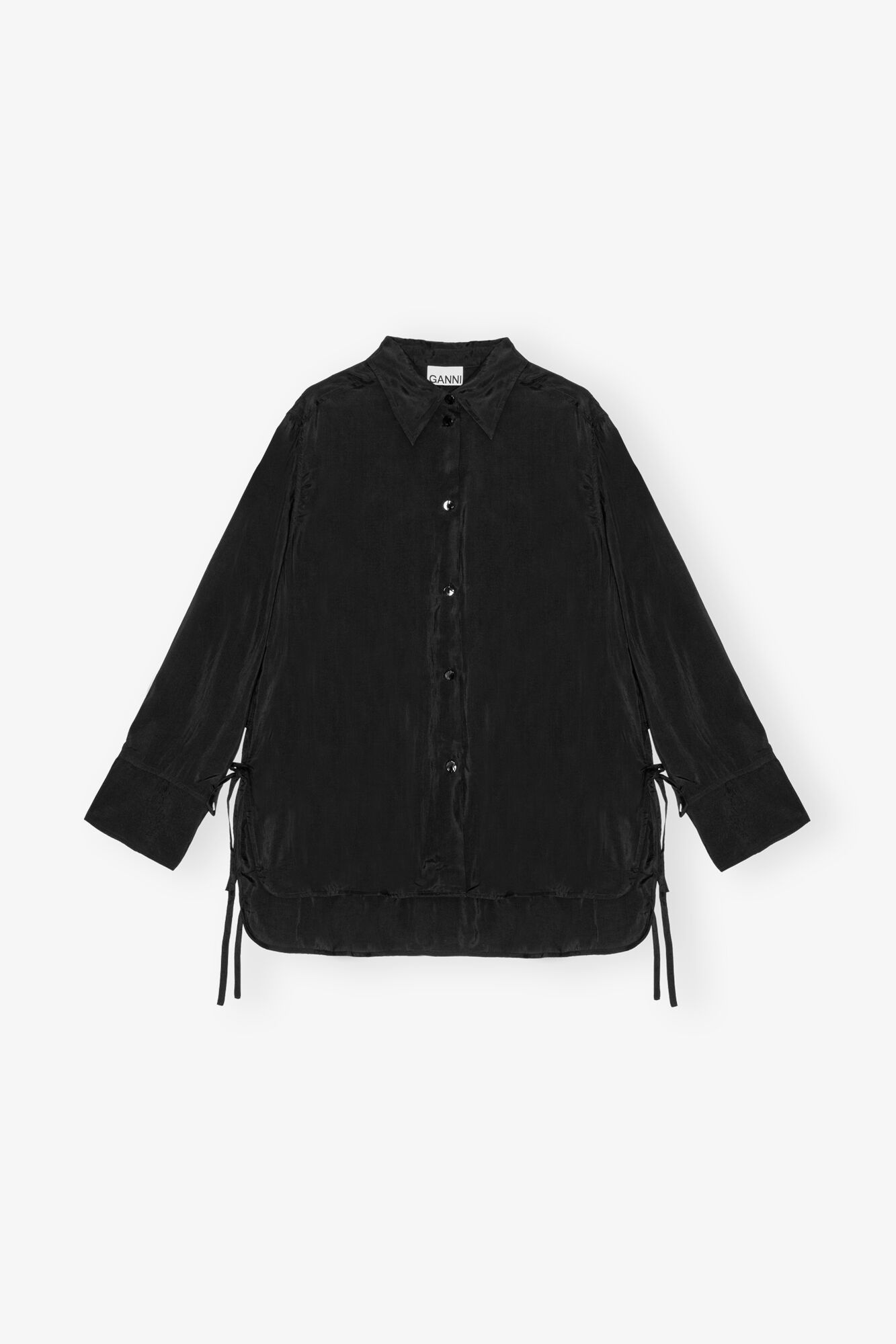 BLACK VISCOSE HABOTAI OVERSIZED SHIRT - 1