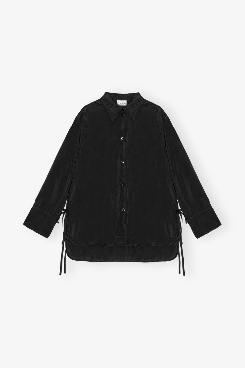 BLACK VISCOSE HABOTAI OVERSIZED SHIRT 1