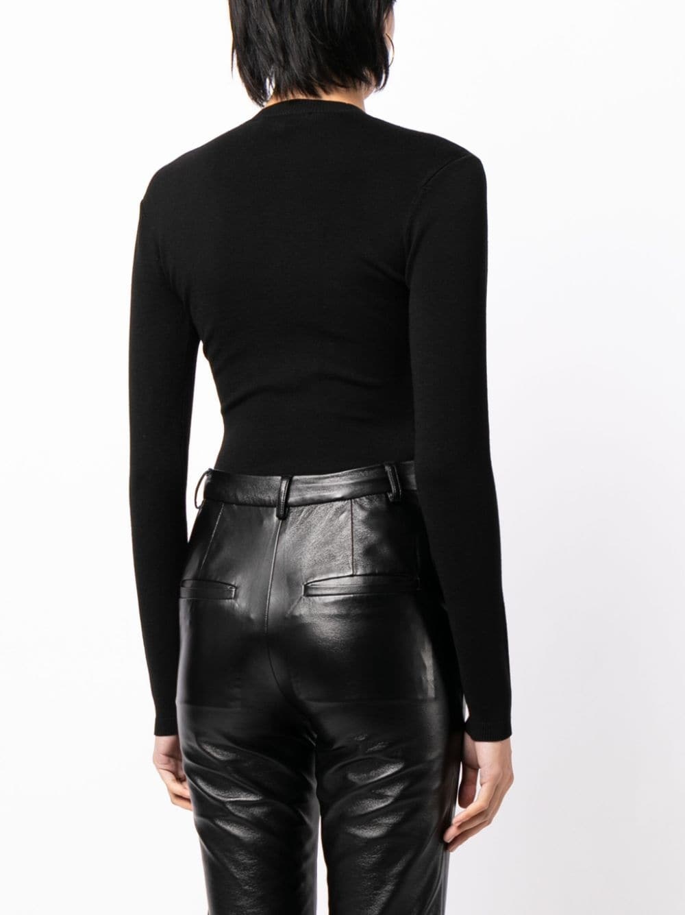 plunge lace-up bodysuit - 4