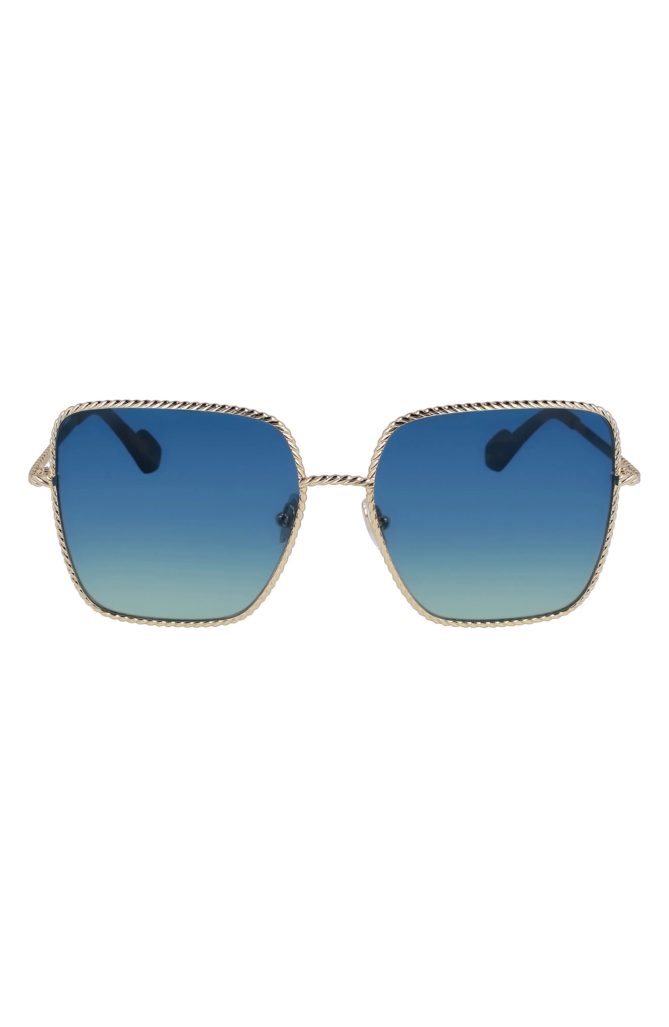 Babe 59mm Gradient Square Sunglasses in Gold/Gradient Blue Green - 1