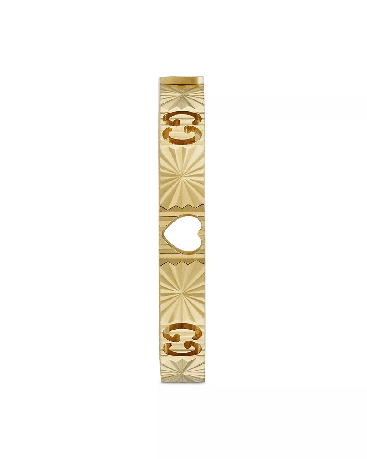 18K Gold Icon Diamond Pavé, Heart & Double G Band Ring - 3