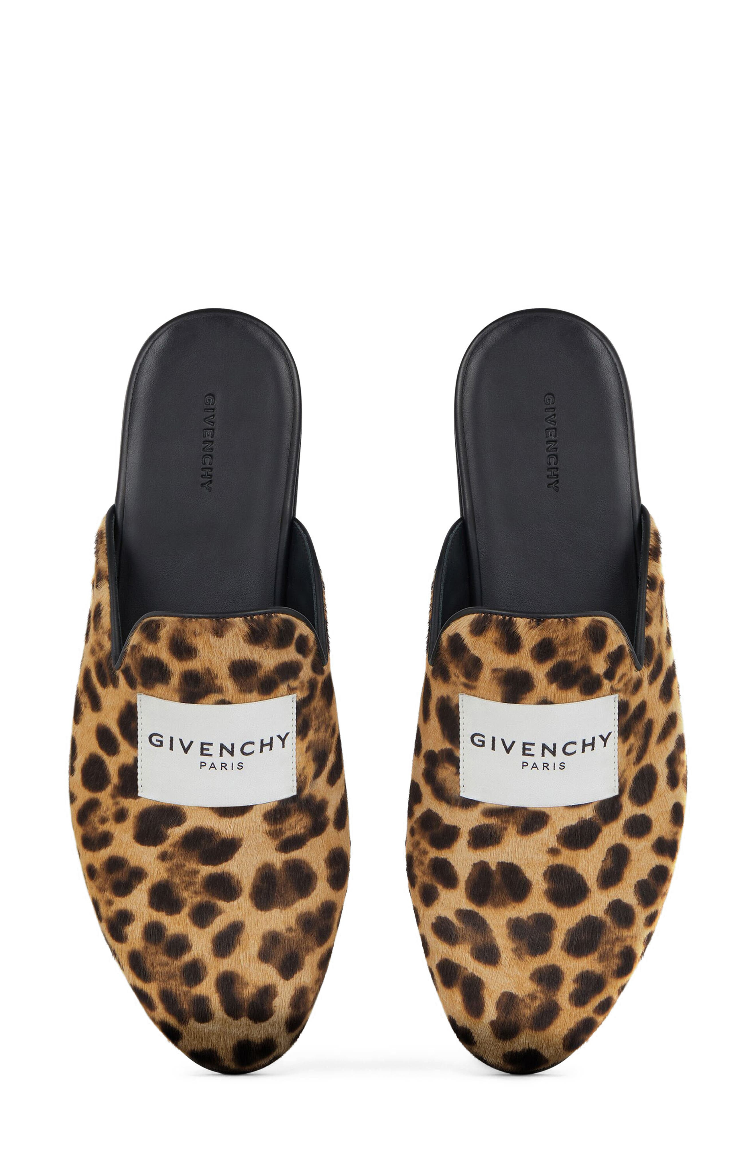 Givenchy Label Lounge Slipper Mule in Black/Beige Print Calf Hair at Nordstrom - 3