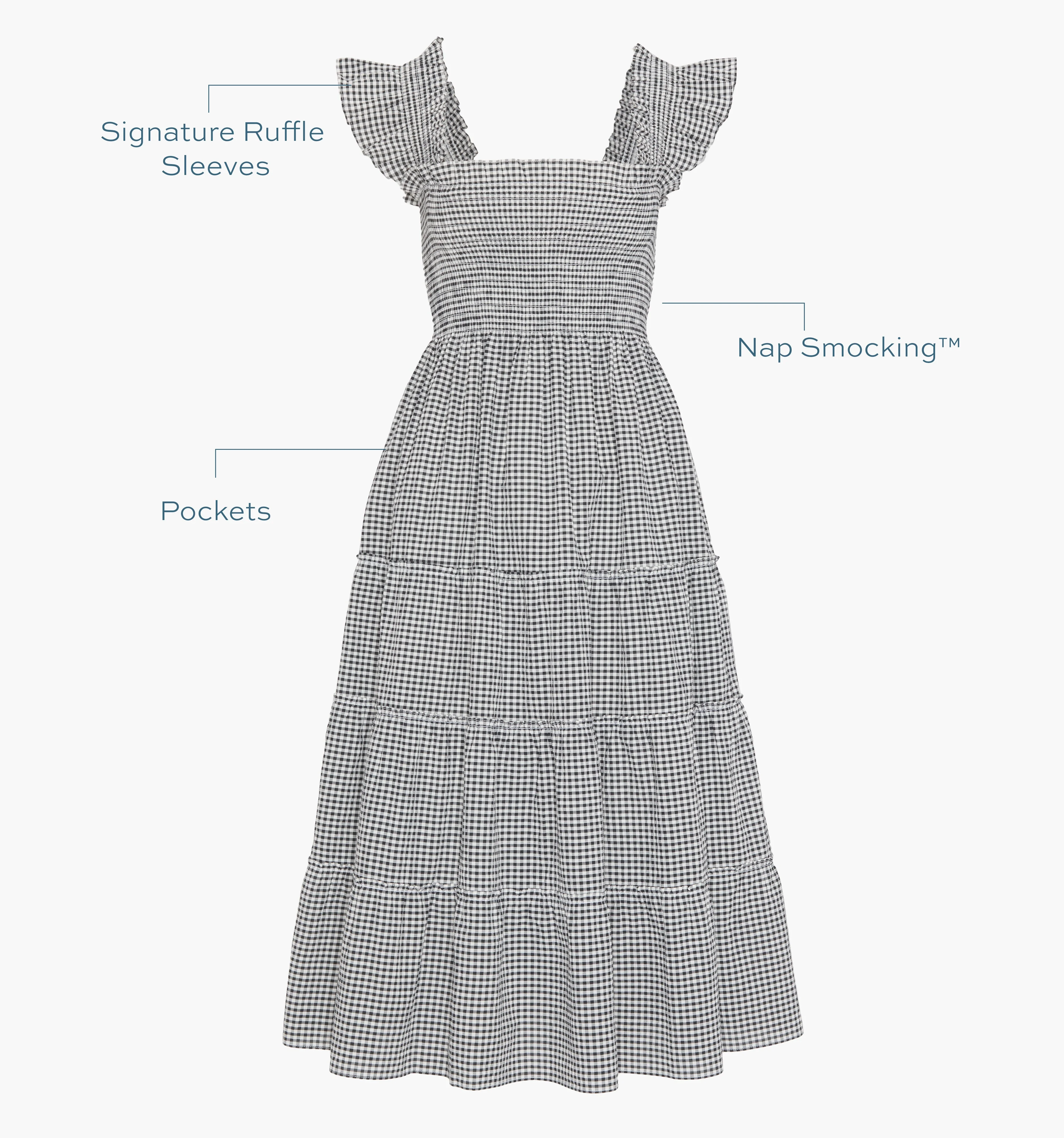The Ellie Nap Dress - Black/Sand Gingham - 1